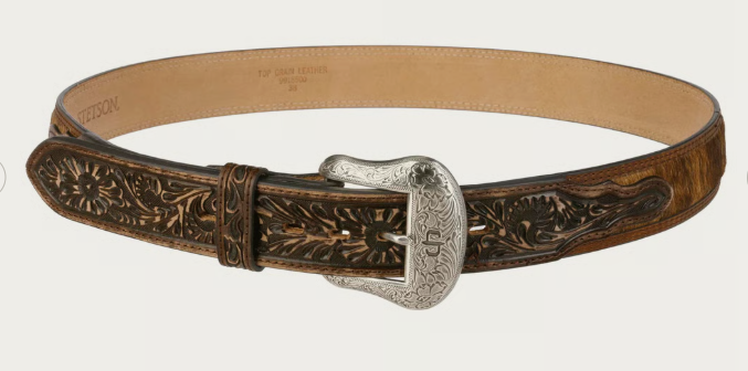 9697301 Hair-on-Hide Tooled Leather Belt